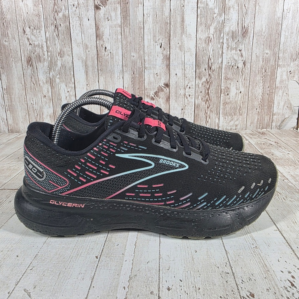 Brooks Glycerin 20 Womens Black Pink Blue Running Shoes 1203691B005 Size 10